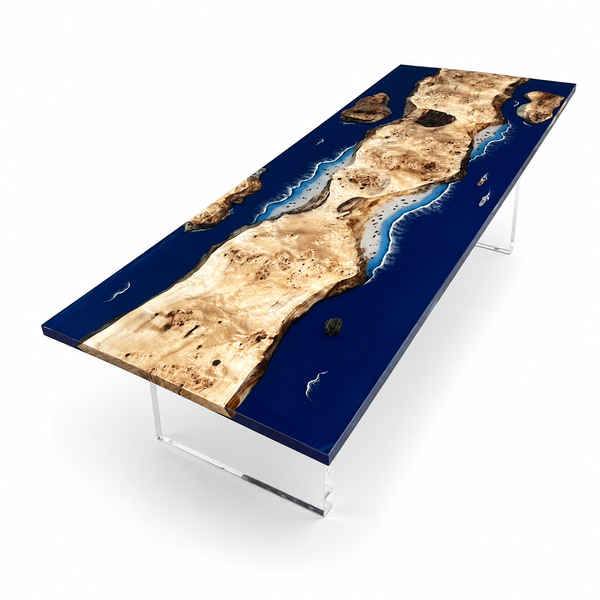 Poplar Burl Wild Texture Artisan Epoxy Resin Dining Table