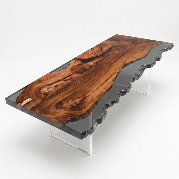Walnut Black Transparent Epoxy Resin Conference Table