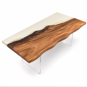 Walnut Wood White Resin Live Edge Epoxy Resin Dining Table