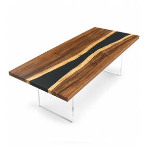 Walnut Black River Transparent Epoxy Resin Dining Table