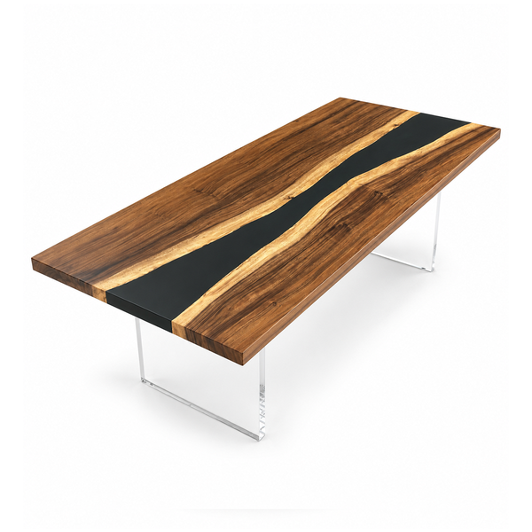 Walnut Black River Transparent Epoxy Resin Dining Table