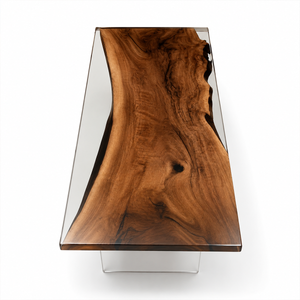Black Walnut Wood Clear Encapsulated Epoxy Resin Dining Table