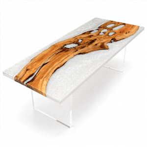 Olive Wood Crystal Epoxy Resin Coffee Table