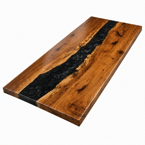 Walnut Wood Black River Live Edge Epoxy Resin Countertop