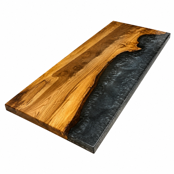 Walnut Wood Executive Custom River Style Epoxy Resin Countertop