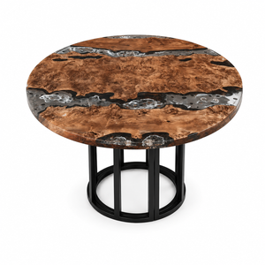 Cunninghamia Premium Burl Wood Round Epoxy Resin Dining Table