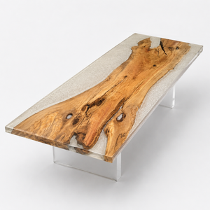 Olive Wood Icebound Organic Epoxy Resin Dining Table