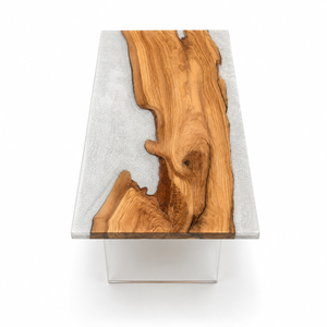 Olive Wood Crystal Epoxy Resin Conference Table