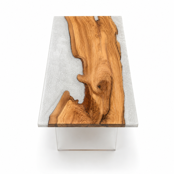 Olive Wood Crystal Epoxy Resin Conference Table