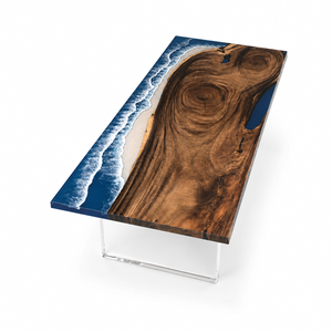 Walnut Ocean Wave Epoxy Resin Dining Table