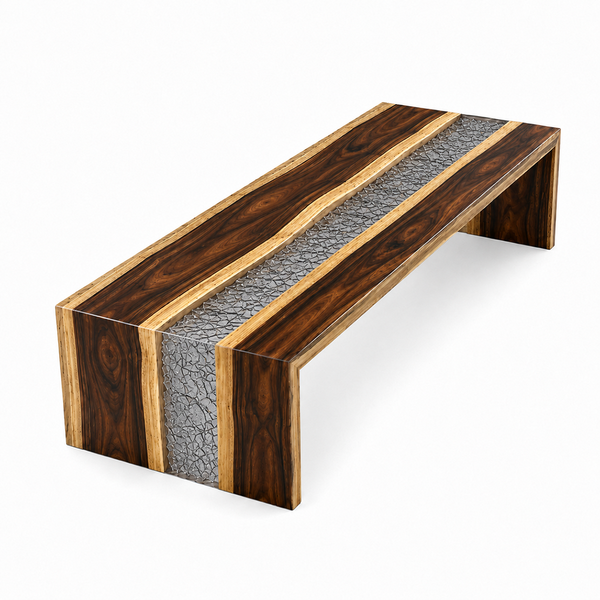 Walnut Architectural Ice Flow Epoxy Resin WaterFall Table
