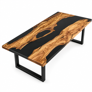Olive Wood Black River Epoxy Resin Dining Table