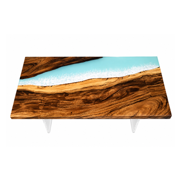 Walnut Ocean Whisper Epoxy Resin Coffee Table
