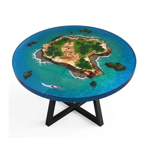 Pure Resin Tropical Archipelago Micro Landscape Round Coffee Table