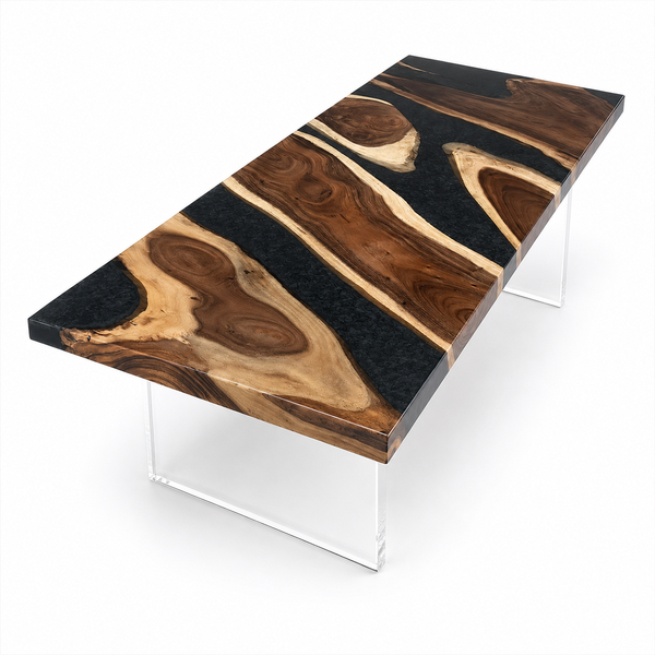 Walnut Luxury Onyx Wave Contemporary Epoxy Resin Conference Table