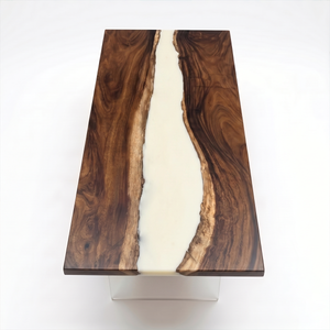 Walnut Wood White River Inlay Epoxy Resin Conference Table