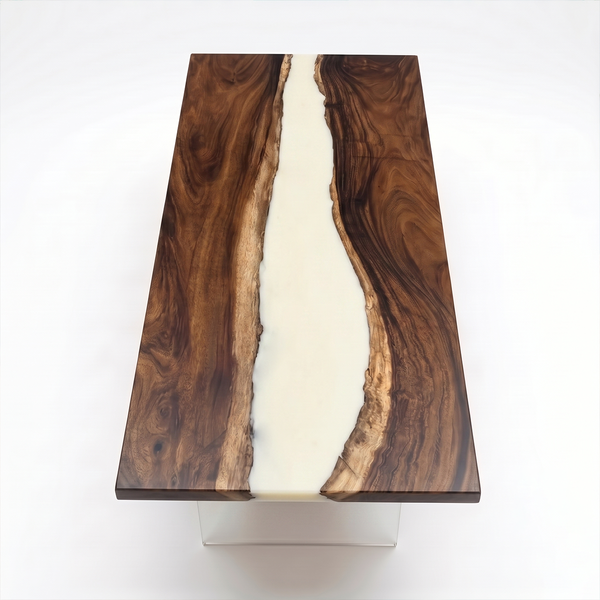 Walnut Wood White River Inlay Epoxy Resin Conference Table
