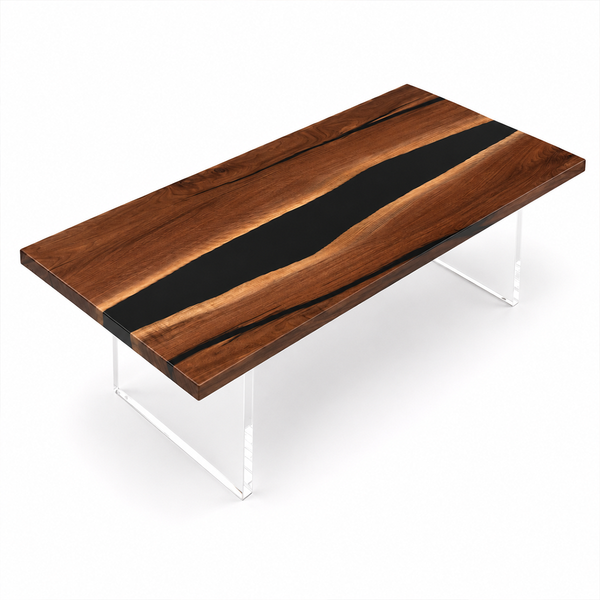 Black Walnut Black River Live Edge Epoxy Resin Dining Table