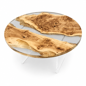 Poplar Glacial Stream Clear Round Epoxy Resin Coffee Table
