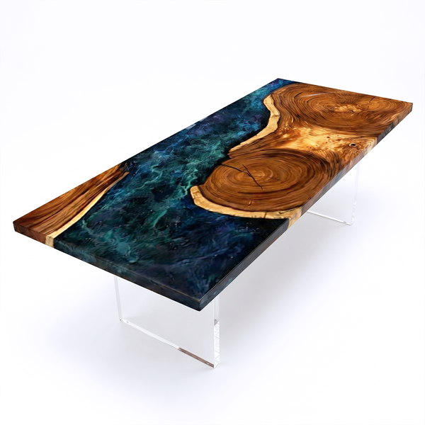 Black Walnut Tree Ring Starry Sky Epoxy Resin Conference Table