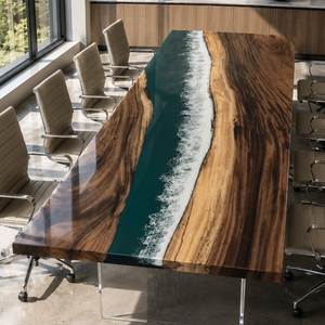 Walnut Emerald Coast Epoxy Resin Conference Table