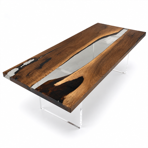 Black Walnut Natural Edge Clear Epoxy Resin Dining Table