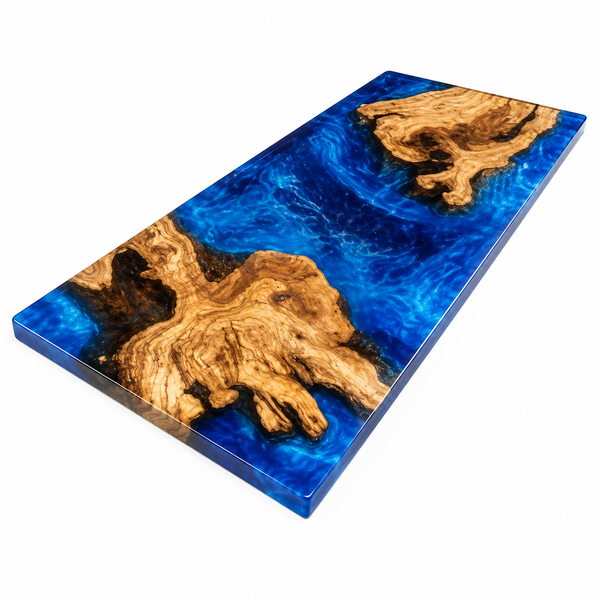 Olive Wood Ocean Blue Burl Epoxy Resin Countertop