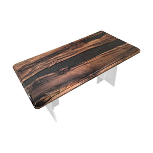 Black Walnut Wood Black Epoxy Resin River Dining Table