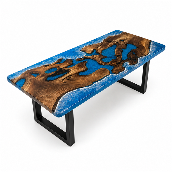 Golden Camphor Ocean Wave Epoxy Resin Conference Table