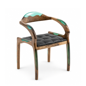 Walnut Emerald Flow Epoxy Resin Chair