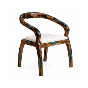 Oceanic Blue Burl Wood Epoxy Resin Chair