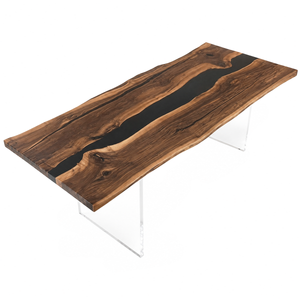 Black Walnut Live Edge Black River Epoxy Resin Conference Table