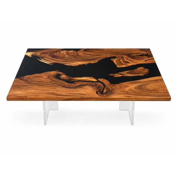 Walnut Black River Epoxy Resin Coffee Table