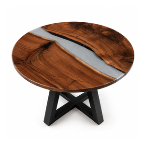Walnut River Grey Epoxy Resin Round Table