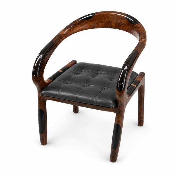 Walnut Solid Wood Black Resin Accent Epoxy Resin Chair