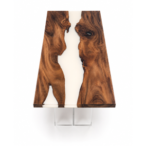 Walnut Natural Grain Milky River Epoxy Resin Coffee Table