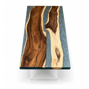 Walnut Ocean Wave Ocean Blue Epoxy Resin Coffee Table