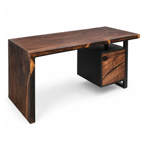 Black Walnut Waterfall Executive Storage Epoxy Resin Desk