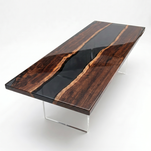 Black Walnut Deep River Black Transparent Epoxy Resin Conference Table
