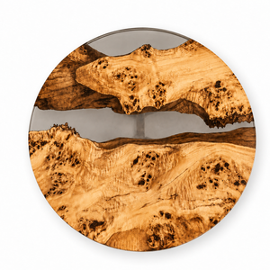 Poplar Clear River Round Epoxy Resin Dining Table