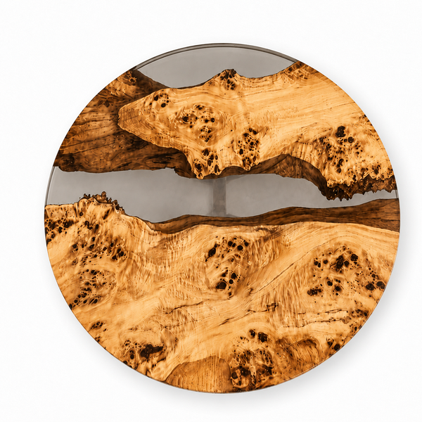 Poplar Clear River Round Epoxy Resin Dining Table
