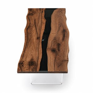 Black Walnut Black River Live Edge Epoxy Resin Dining Table