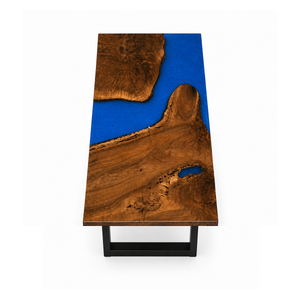 Black Walnut Wood Deep Ocean Epoxy Resin Dining Table