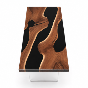 Black Walnut Solid Wood Black Stream Epoxy Resin Conference Table