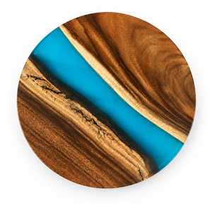 Walnut Blue River Transparent Epoxy Resin Round Dining Table