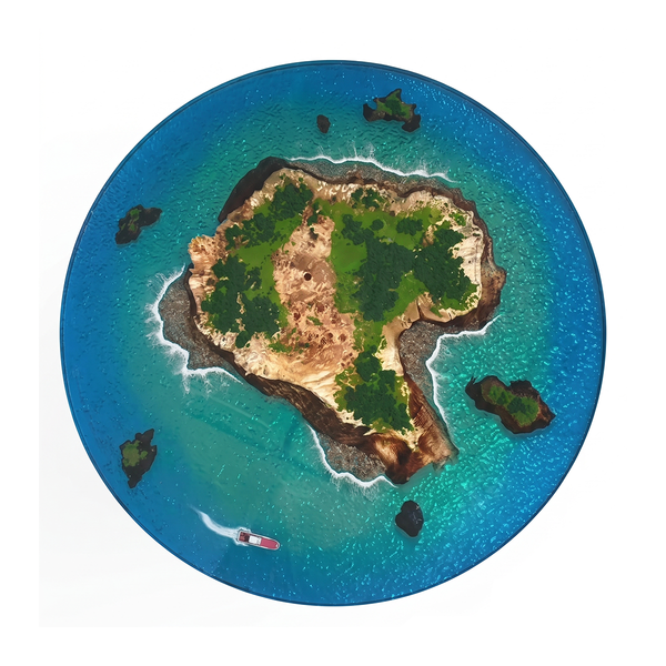 Pure Resin Tropical Archipelago Micro Landscape Round Coffee Table
