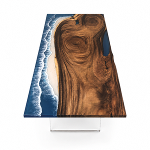 Walnut Ocean Wave Epoxy Resin Dining Table