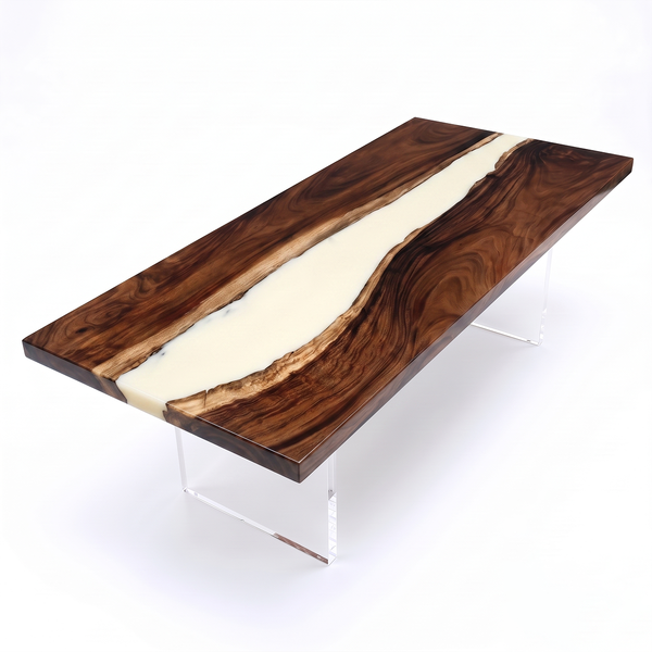 Walnut Wood White River Inlay Epoxy Resin Conference Table