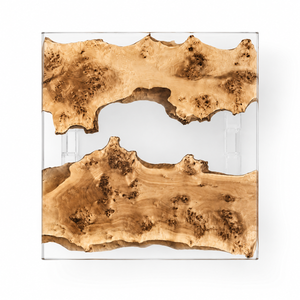 Poplar Wood Square Clear Epoxy Resin Side Table
