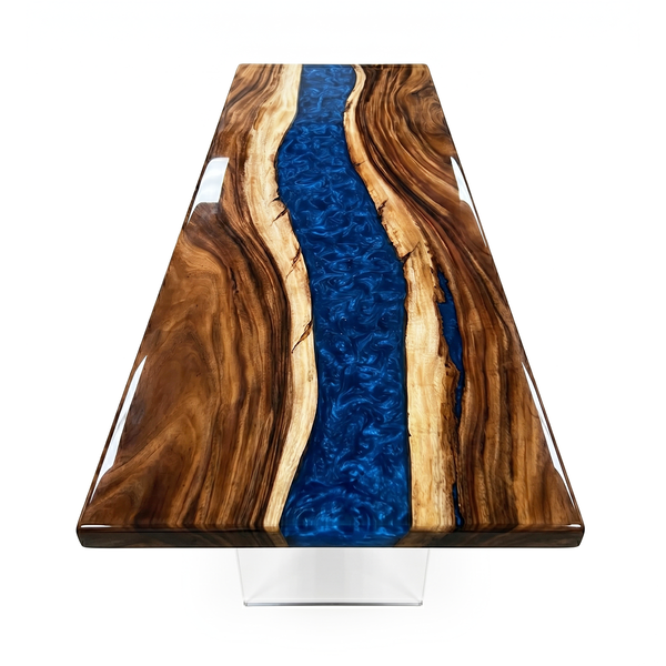 Walnut Swirling River Blue Wave Epoxy Resin Conference Table